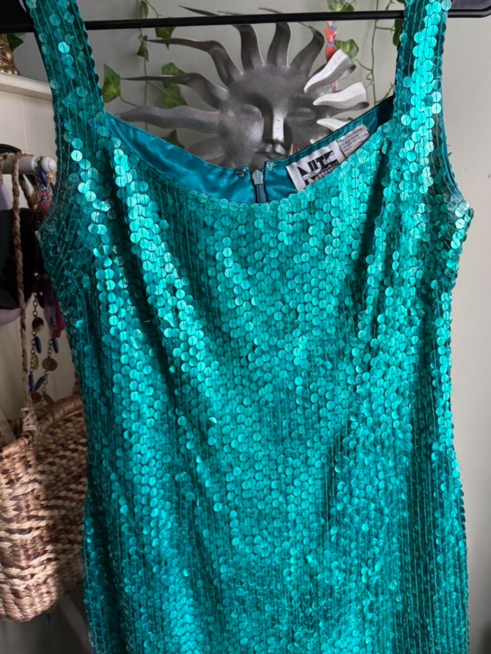 Teal Sequin Sleeveless Dress